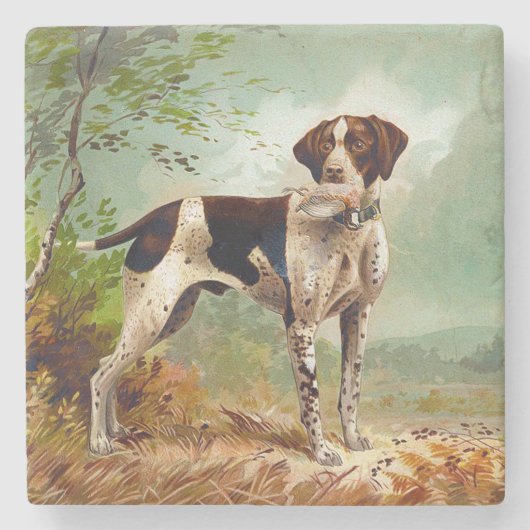 Jagdhund mit Vogel im Maul Steinuntersetzer (Vorderseite)