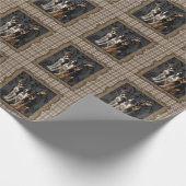 Jagdhunde auf karierten geschenkpapier (Ecke)