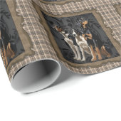 Jagdhunde auf karierten geschenkpapier (Rolleneckpunkt)