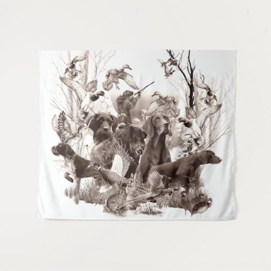 Jagdhunde, Rüden, Jagdsaison T - Shirt Thro Wandteppich (Vorderseite (Horizontal))