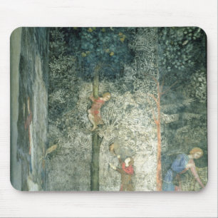 Jagdhunde und -männer, die einen Baum klettern Mousepad