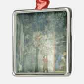 Jagdhunde und -männer, die einen Baum klettern Silbernes Ornament (Links)