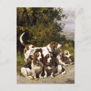 Jagdhunde - Vintage-Hundekunst von Charles de Penn Postkarte