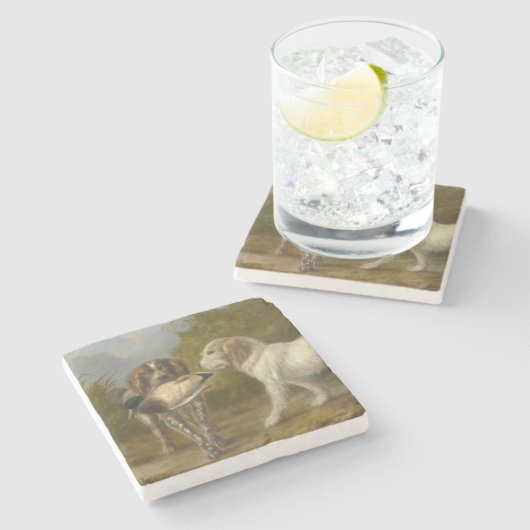 Jagdhunde (von Carlo Ademollo) Steinuntersetzer (Seitenansicht)