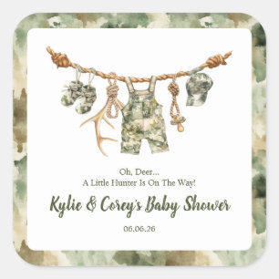 Jagdkleidungswäscheleine Camouflage Jungen Baby Sh Quadratischer Aufkleber