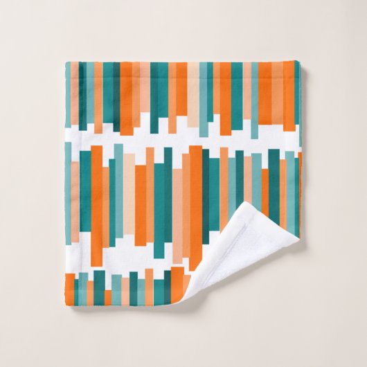 Jagdlinien - Aquamarin und Orange  Badhandtuch Set (Waschlappen)