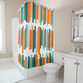 Jagdlinien - Aquamarin und Orange Duschvorhang (Beispiel)