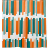 Jagdlinien - Aquamarin und Orange Duschvorhang (Vorderseite)