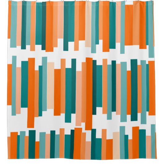Jagdlinien - Aquamarin und Orange Duschvorhang (Vorderseite)