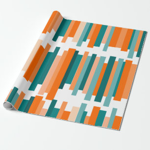 Jagdlinien - Aquamarin und Orange Geschenkpapier