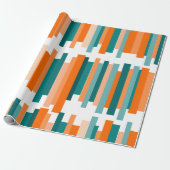 Jagdlinien - Aquamarin und Orange Geschenkpapier (Ungerollt)