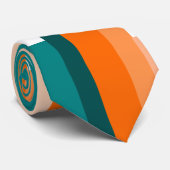 Jagdlinien - Aquamarin und Orange Krawatte (Gerollt)