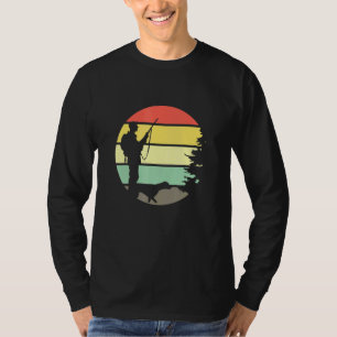 Jagdlizenz Retro-Sunset-Jäger mit Jagd D T-Shirt