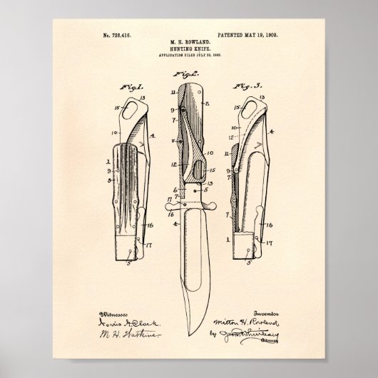Jagdmesser 1903 Patent Art Old Peper Poster (Vorne)