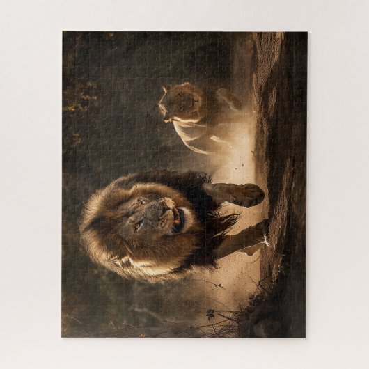 Jagdpartner Löwen und Löwen Jigsaw Puzzle (Vertikal)