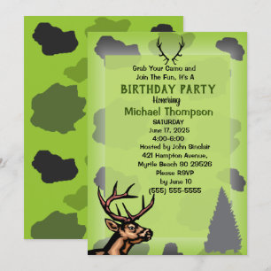 Jagdparty mit Tarnmuster zum Geburtstag Einladung