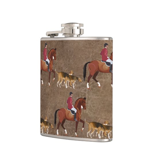 Jagdreiter und Hunde Flachmann (Links)