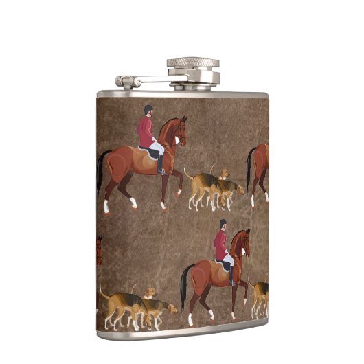 Jagdreiter und Hunde Flachmann (Rechts)