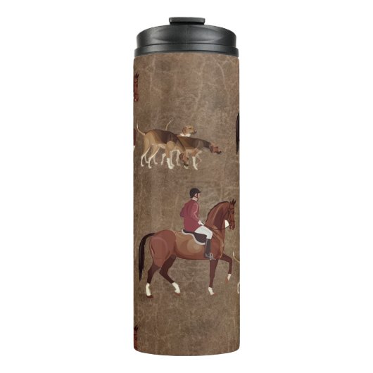 Jagdreiter und Hunde Thermosbecher (Vorderseite)