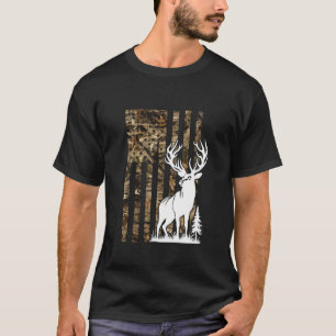 Jagdsaison Deer Hunter Camouflage Flag Buck Ou T-Shirt