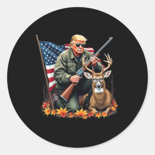 Jagdsaison für Hirsche Vintage Trump USA-Flagge Ta Runder Aufkleber