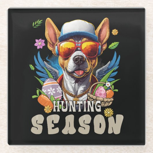 Jagdsaison Ostereier Glasuntersetzer (Vorderseite)