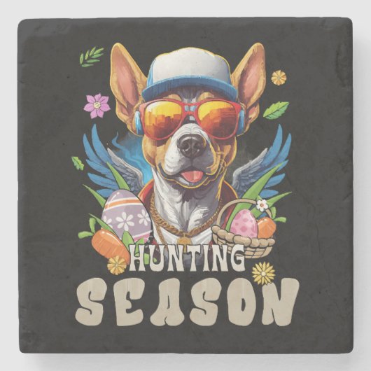 Jagdsaison Ostereier Steinuntersetzer (Vorderseite)