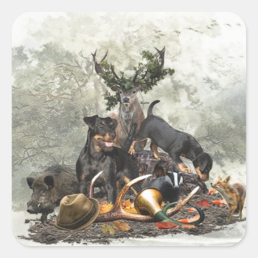 Jagdschrecker, Deutscher Jagdterrier Quadratischer Aufkleber (Vorderseite)
