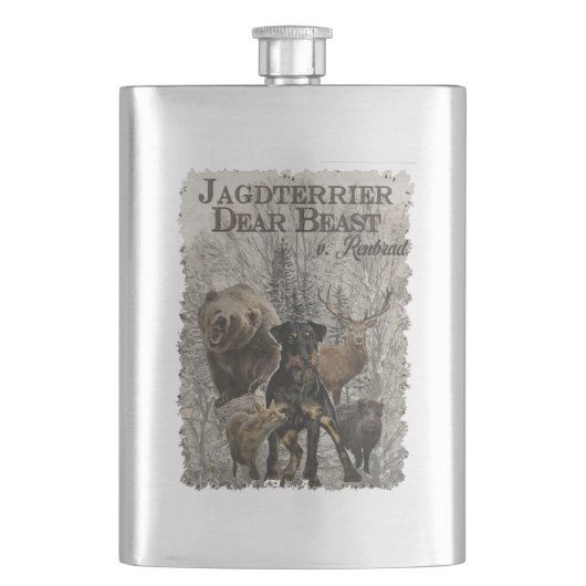 Jagdschrecker, Liebes Tier / Renbrad Flask Flachmann (Vorderseite)