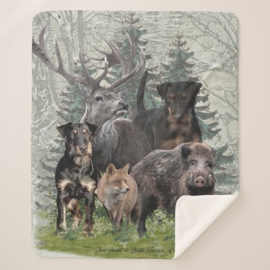 Jagdschrecker Sticker Outdoor Pillow Fleece Blanke Sherpadecke (Vorderseite)