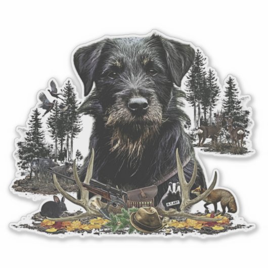 Jagdschrecker - vielseitiger Jagdhund Aufkleber (Vorderseite)