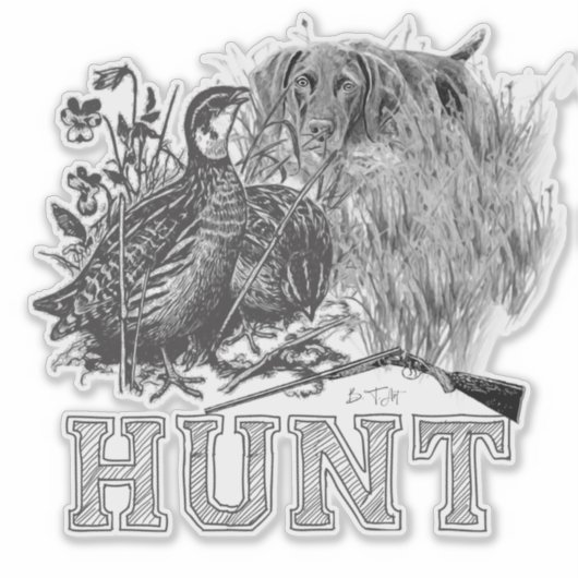 Jagdsteg mit Jagdhund Aufkleber (Vorderseite)