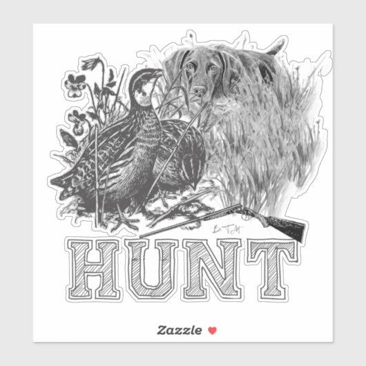 Jagdsteg mit Jagdhund Aufkleber (Blatt)