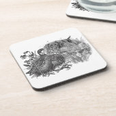 Jagdsteg mit Jagdhund Getränkeuntersetzer (Linke Seite)