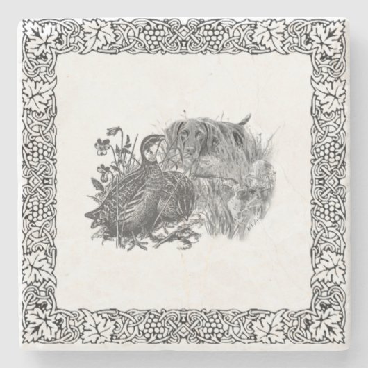 Jagdsteg mit Jagdhund Steinuntersetzer (Vorderseite)
