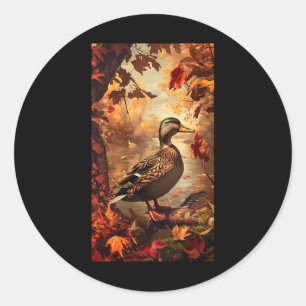 Jagdszene Mallard Ente Herbst Natur Runder Aufkleber