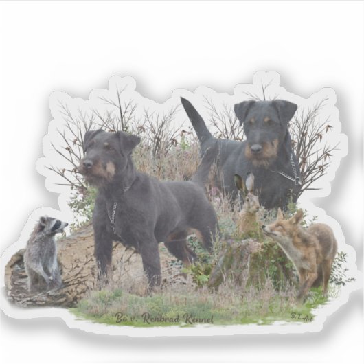 Jagdterer , Bo gegen Renbrad Kennel.'' Aufkleber (Vorderseite)