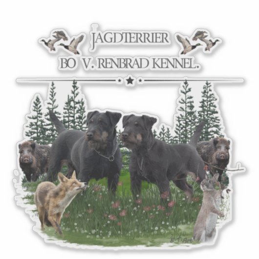 Jagdterer Bo gegen Renbrad Kennel. HP Notebook-Ski Aufkleber (Vorderseite)