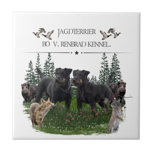 Jagdterer Bo gegen Renbrad Kennel. HP Notebook-Ski Fliese (Vorderseite)