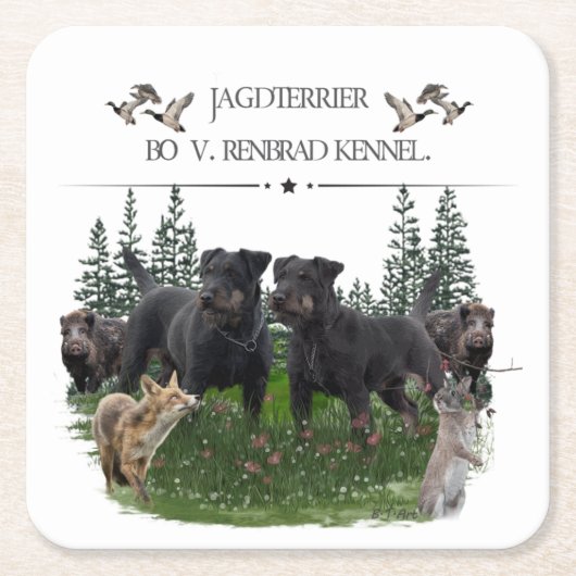 Jagdterer Bo gegen Renbrad Kennel. HP Notebook-Ski Rechteckiger Pappuntersetzer (Vorderseite)