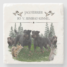 Jagdterer Bo gegen Renbrad Kennel. HP Notebook-Ski Steinuntersetzer