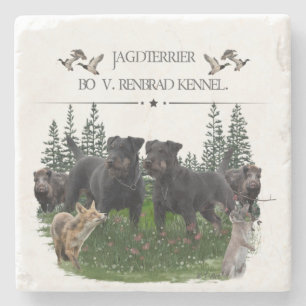 Jagdterer Bo gegen Renbrad Kennel. HP Notebook-Ski Steinuntersetzer