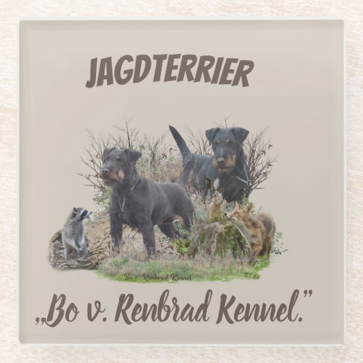 Jagdterer , Bo gegen Renbrad Kennel.'' Sticker Pap Glasuntersetzer (Vorderseite)