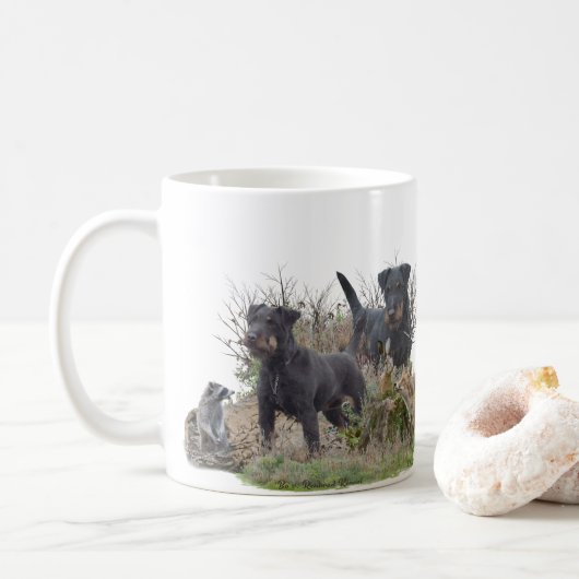 Jagdterer , Bo gegen Renbrad Kennel.'' Sticker Pap Kaffeetasse (Mit Donut)
