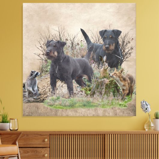 Jagdterer , Bo gegen Renbrad Kennel.'' Sticker Pap Leinwanddruck (Insitu (Wohnzimmer))