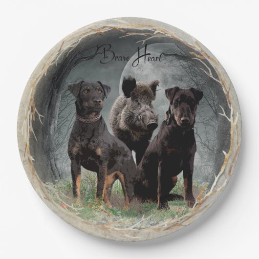 Jagdterre , tapferes Herz Pappteller (Vorderseite)