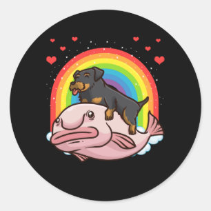 Jagdterrentierhund mit Hummer Runder Aufkleber