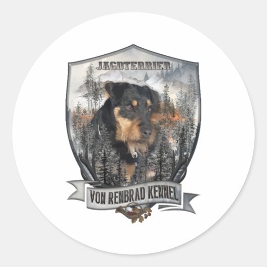 Jagdterrier Apache v. Renbrad Runder Aufkleber (Vorderseite)