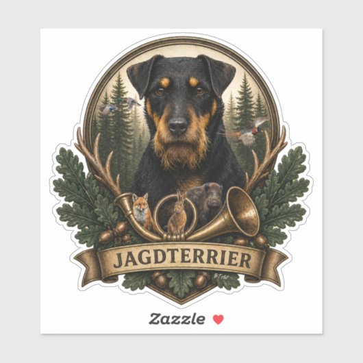 Jagdterrier ,  Jagd Logo Aufkleber (Blatt)