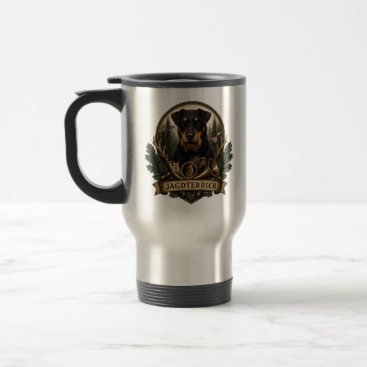 Jagdterrier, Jagd-Logo Reisebecher (Links)